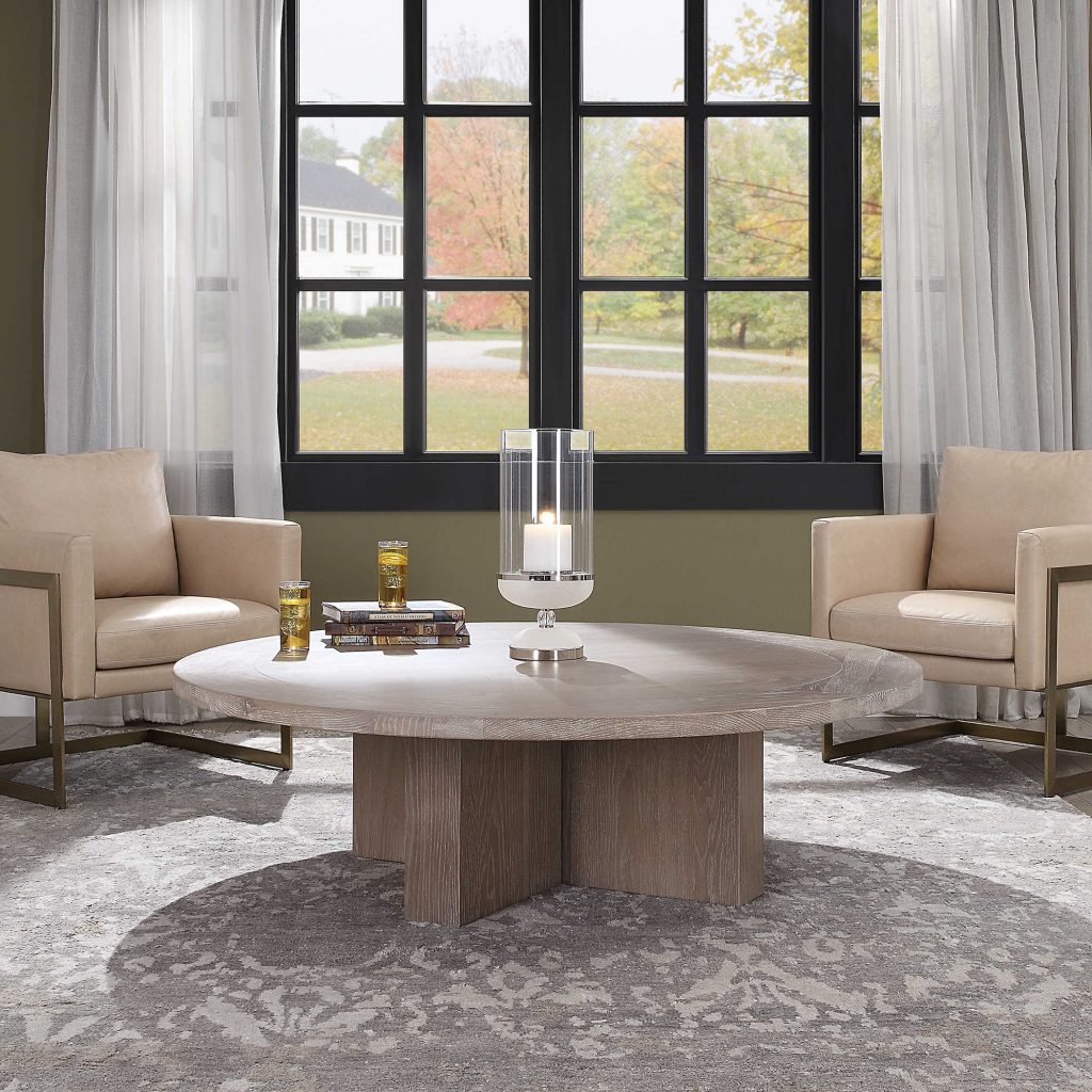 Add style to any Chattanooga living room with an Uttermost coffee table like this one with blocky wood pieces for a simple, yet bold look.