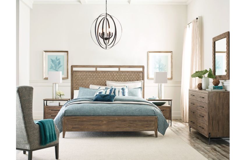 Make a statement in your Chattanooga bedroom with the Linden Panel Bed, a modern blend of solid wood and woven seagrass.