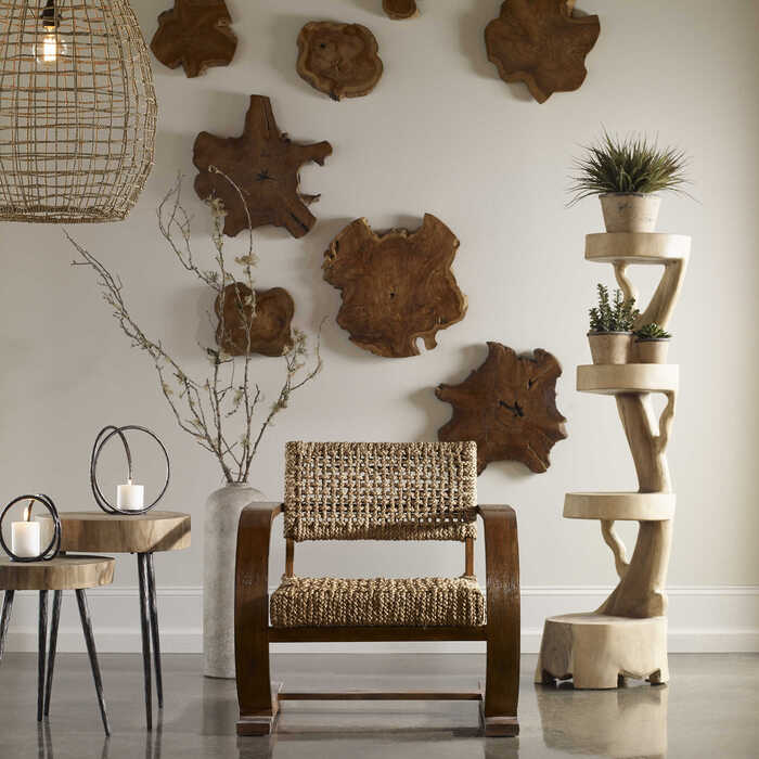 Add organic style and texture to your wall decor with these sliced wood pieces from Uttermost furniture, and level up your Chattanooga interior design.