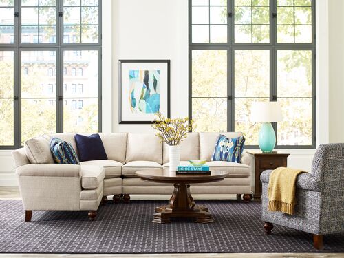 cream kincaid sofa sectional and grey accent chair