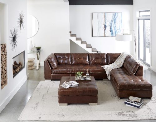 living room layout with leather sectional