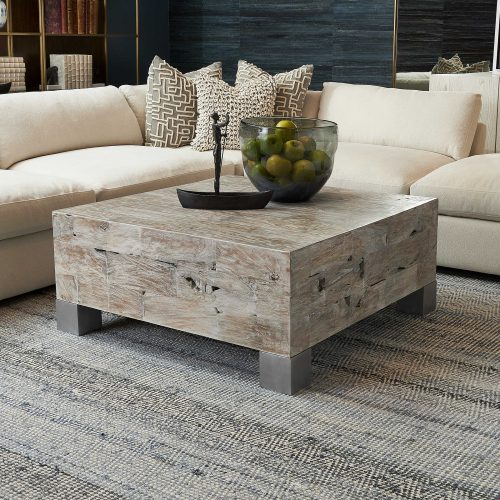 wooden square accent decor coffee table for texture.