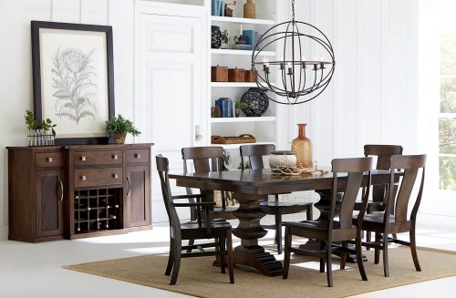 brown dining room table set from Fushion Designs