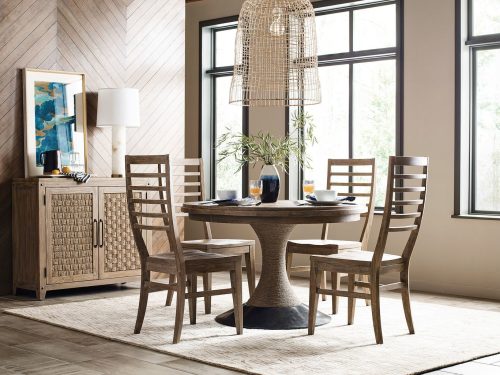Wood colored dining room table set from Kincaid