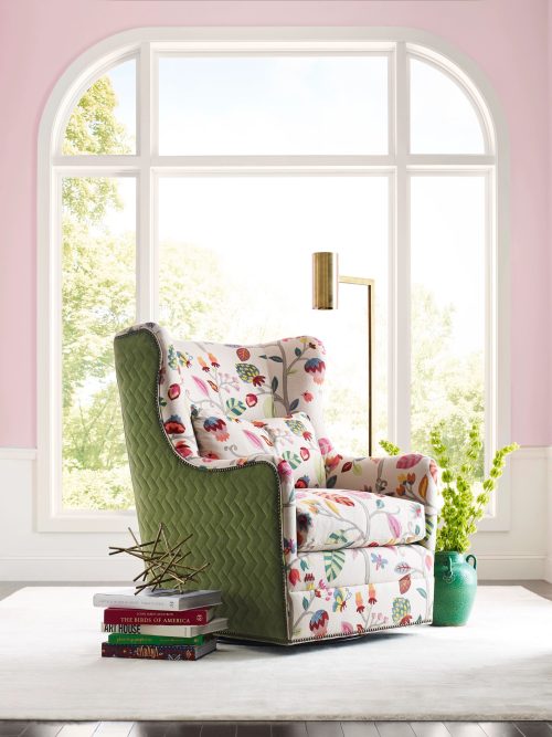 spring home decor accent green and floral chair from kincaid