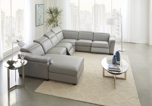 grey omnia leather sofas in modern living room