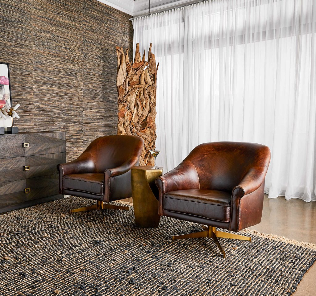 Leather swivel chairs for store living room