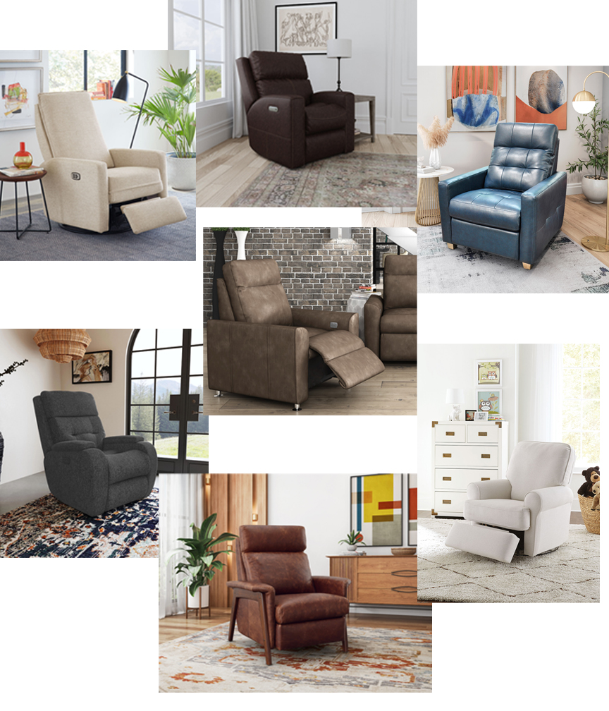 A collage of recliners.