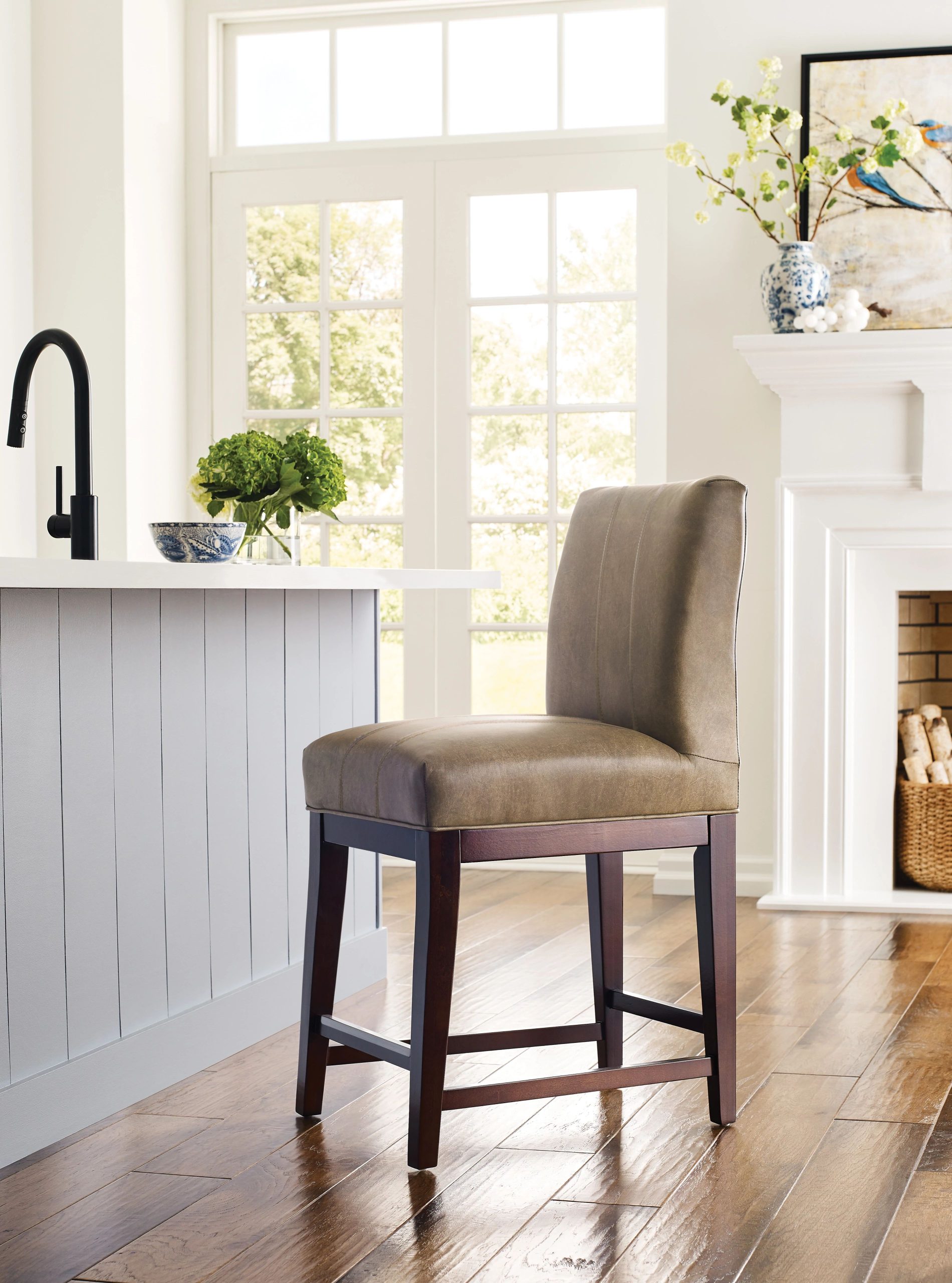 A leather counter stool from Kincaid Furniture.