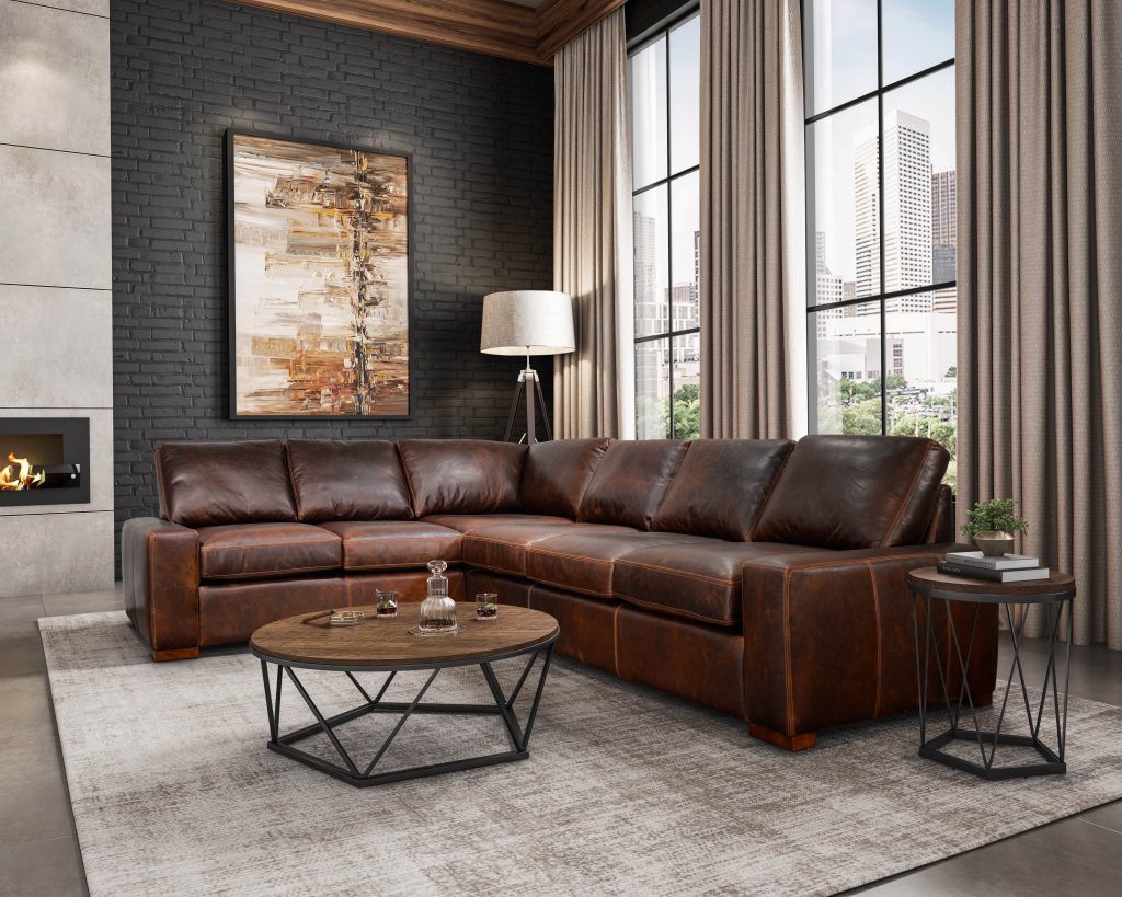The Max sectional by Omnia Leather Furniture, sold by EF Brannon.