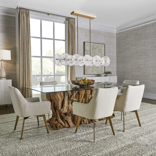 A simple centerpiece can create a designer dining room effect.