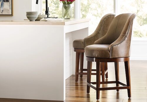 image of leather bar stools at kitchen counter