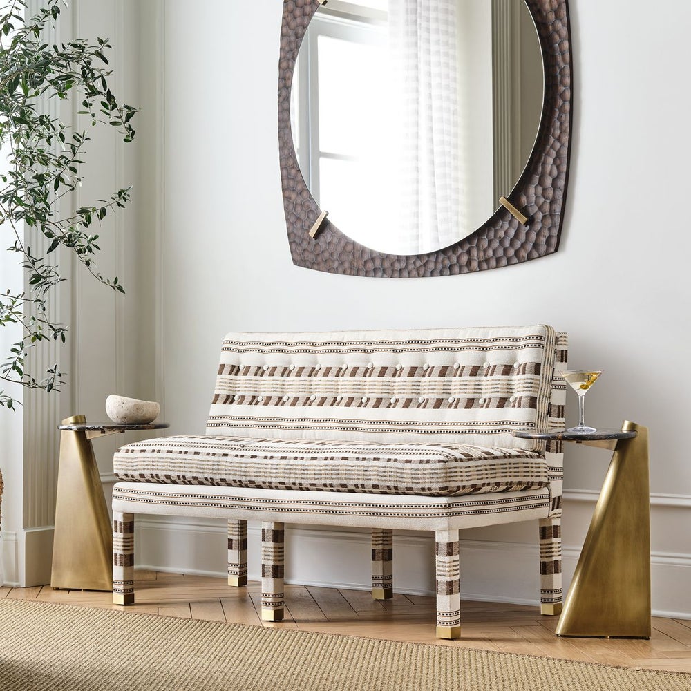 Uttermost Bench showcasing the 2025 color of the year, Mocha Mousse
