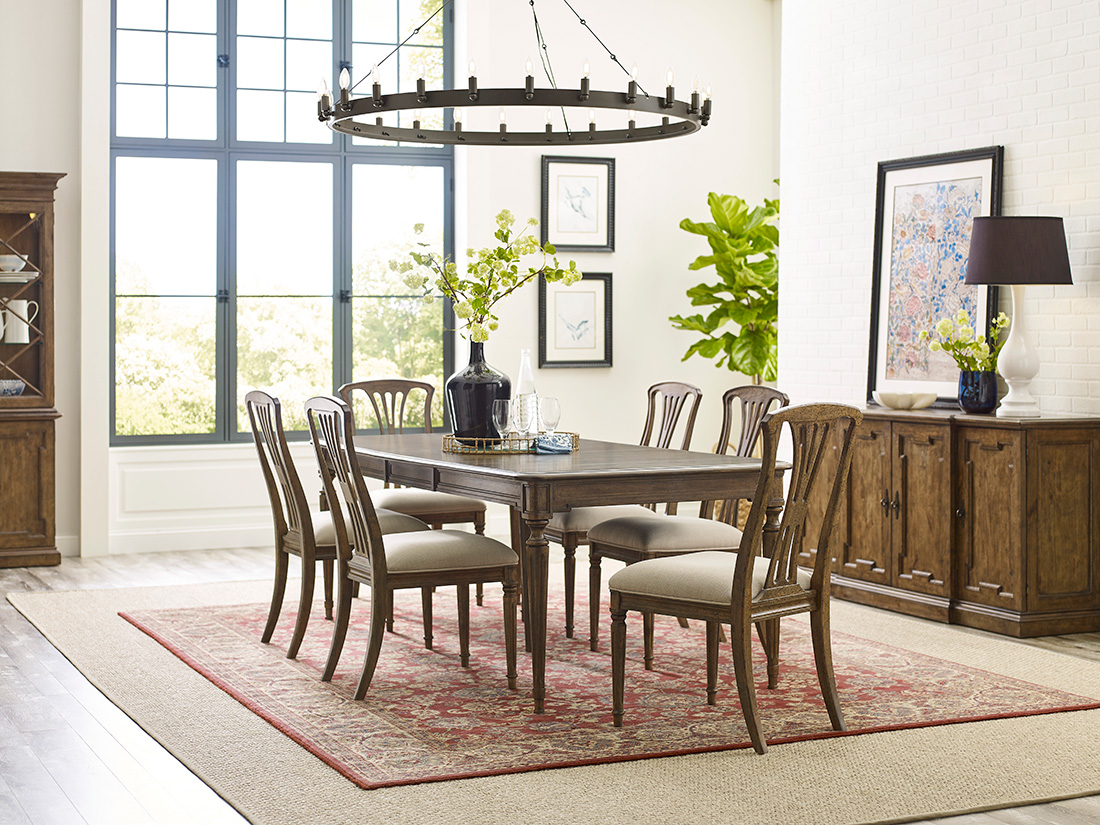 Timeless furniture dining room with solid wood table and upholstered chairs, styled with traditional accents and classic design elements.