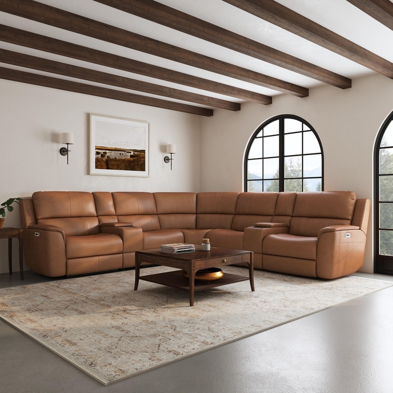 One of the leather sofas sold by Flexsteel